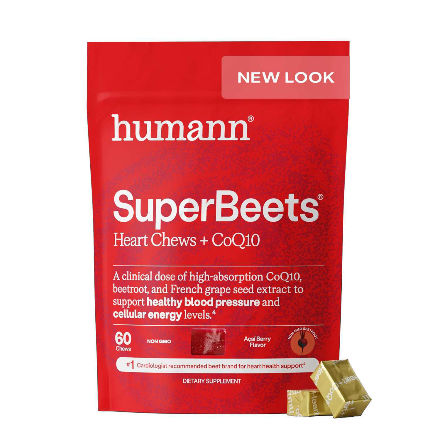 SuperBeets Advanced Heart Chews Blood Pressure Support - Acai Berry - 60 Chews (30 Servings)  | GNC